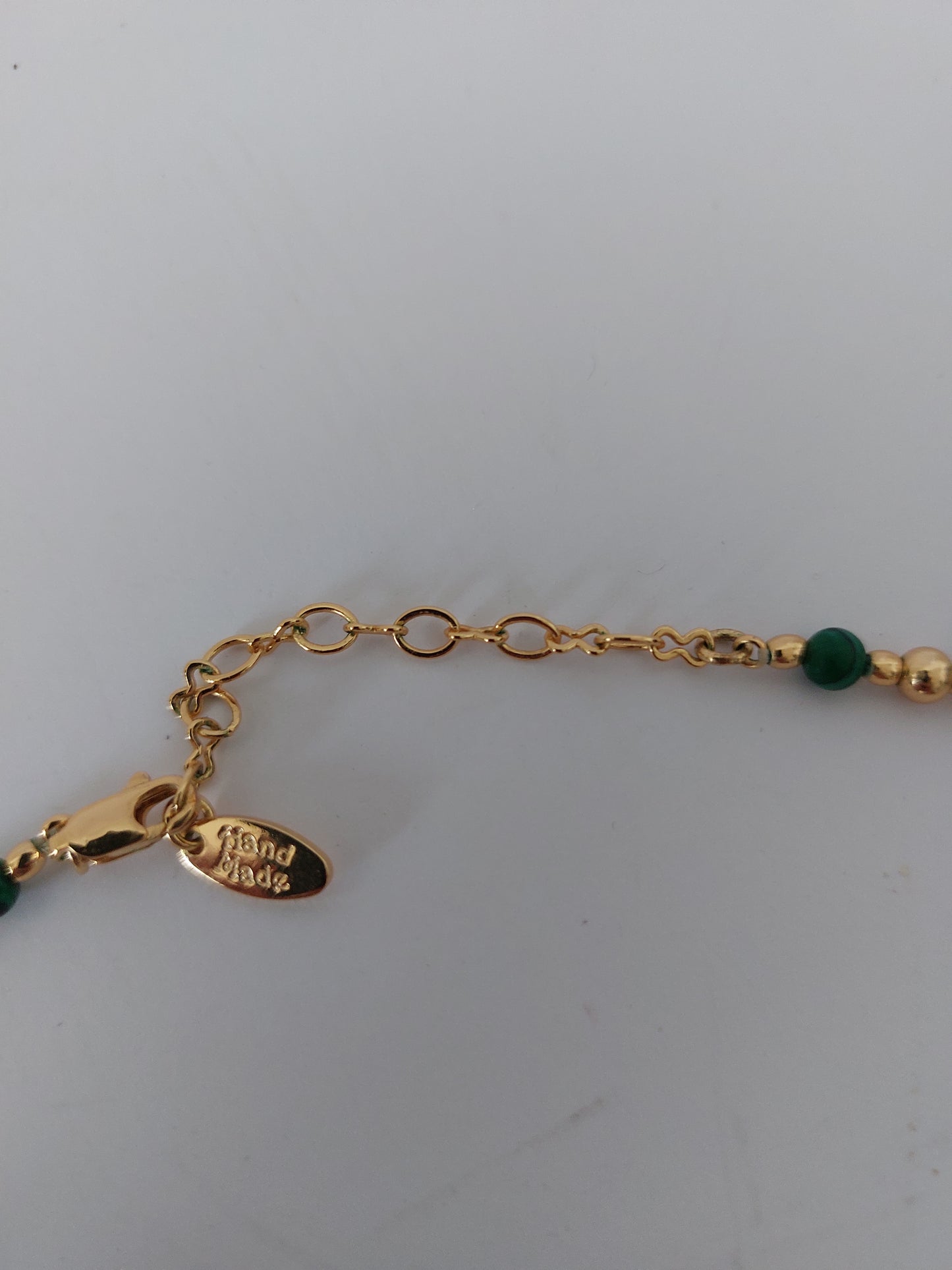 By Teno necklace pearl green gemstones hand made