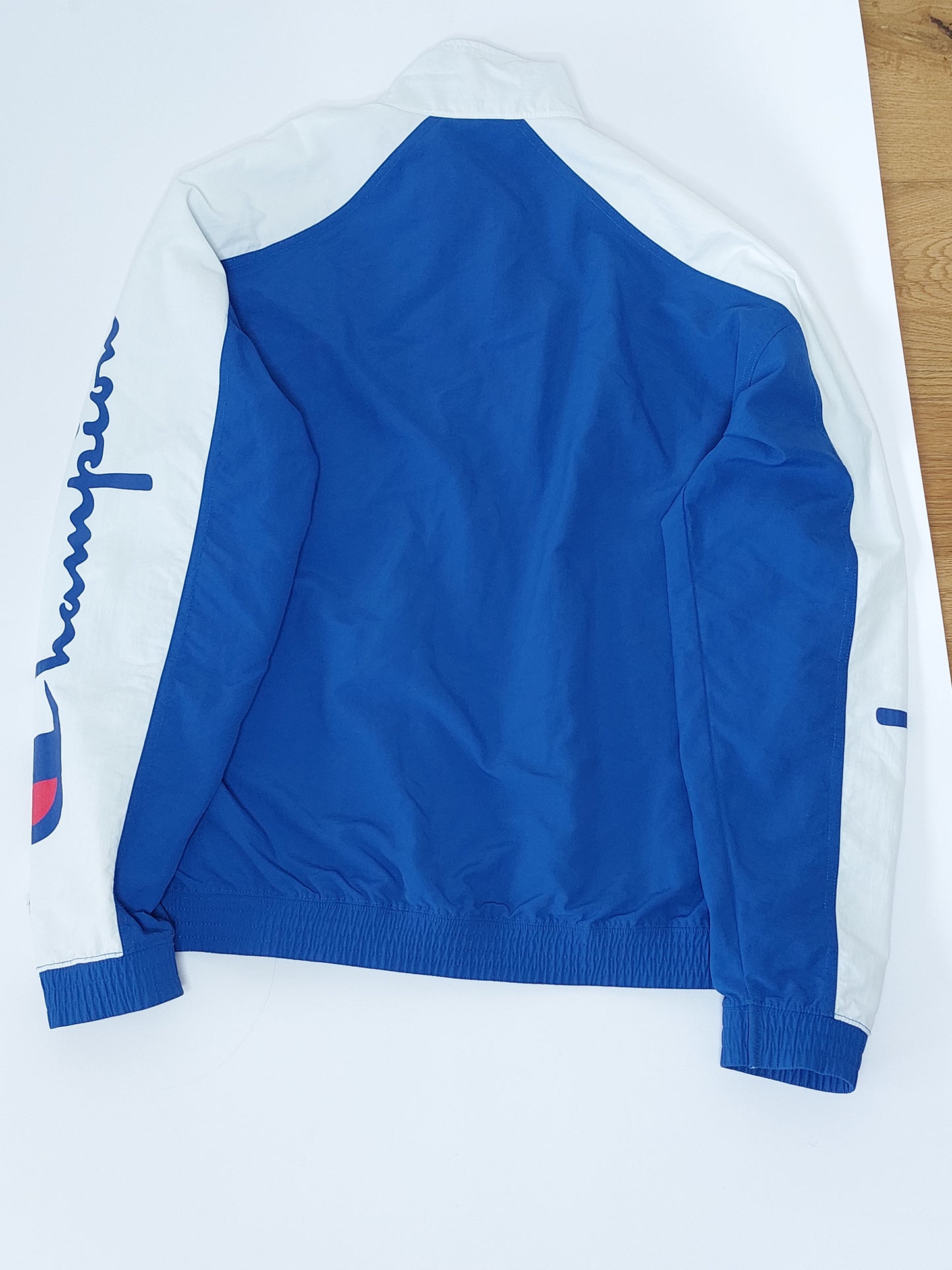 Champion Bomber Jacket – Blue with White & Red Details, Size S (36)