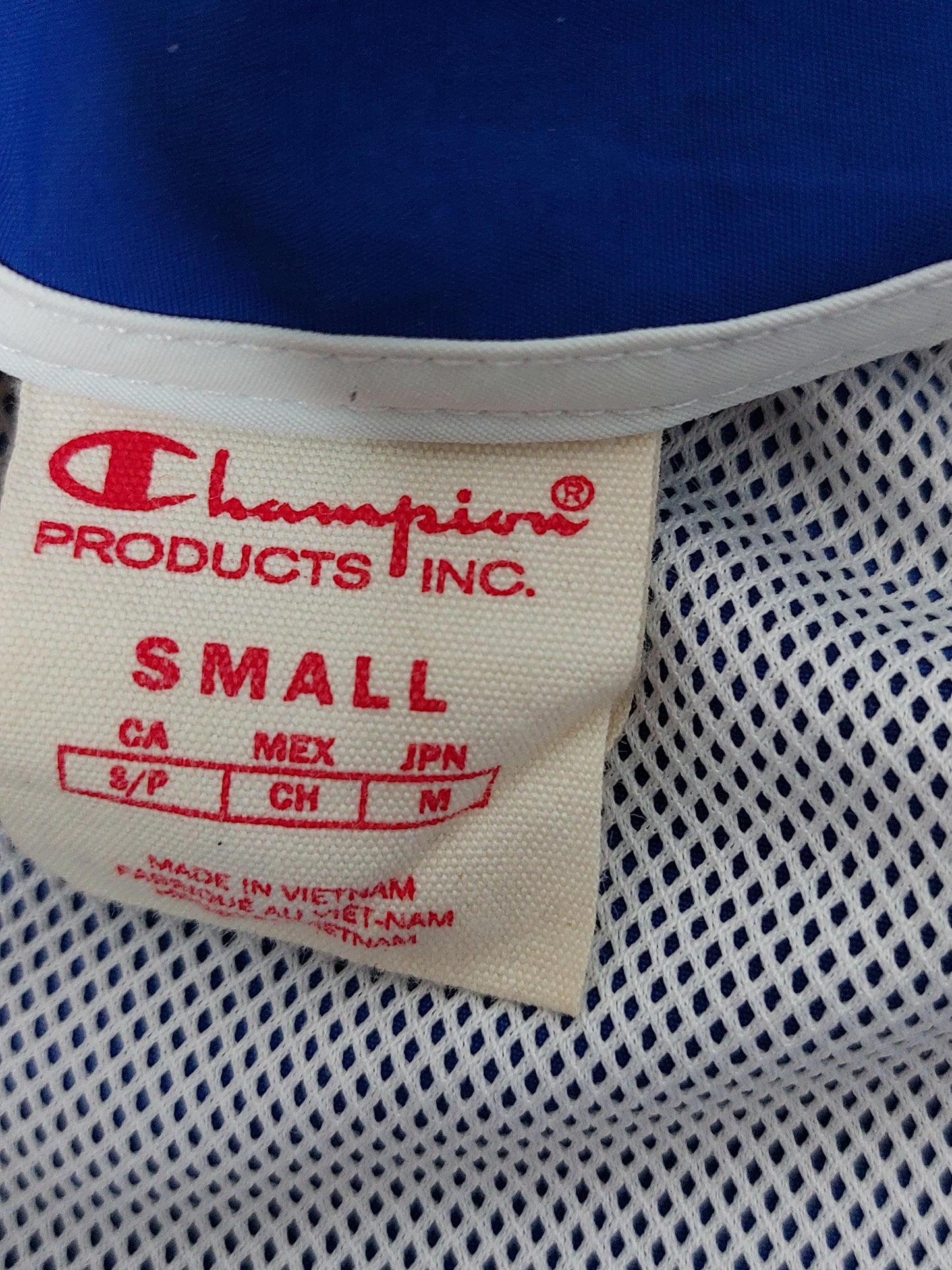 Champion Bomber Jacket – Blue with White & Red Details, Size S (36)