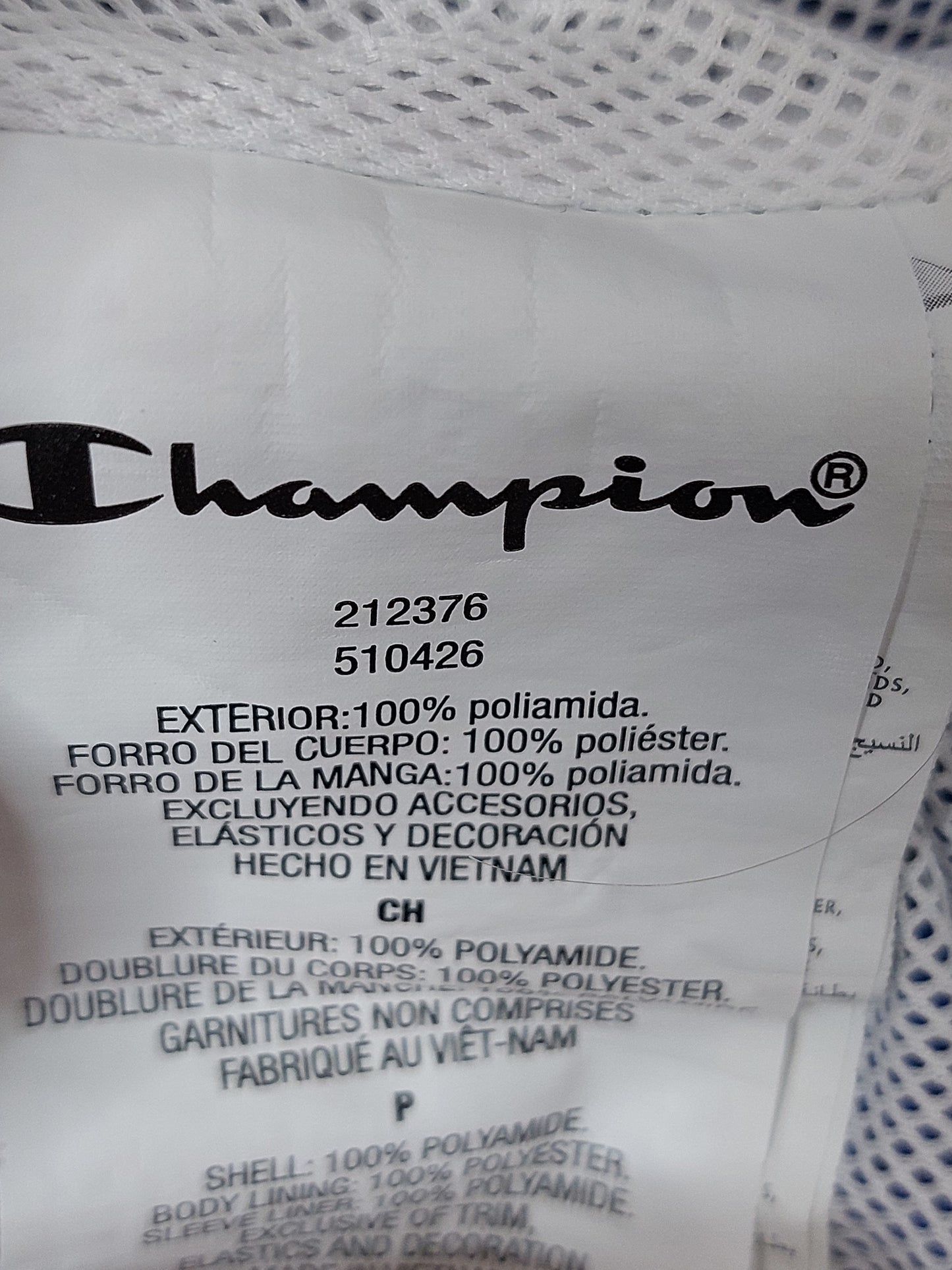 Champion Bomber Jacket – Blue with White & Red Details, Size S (36)