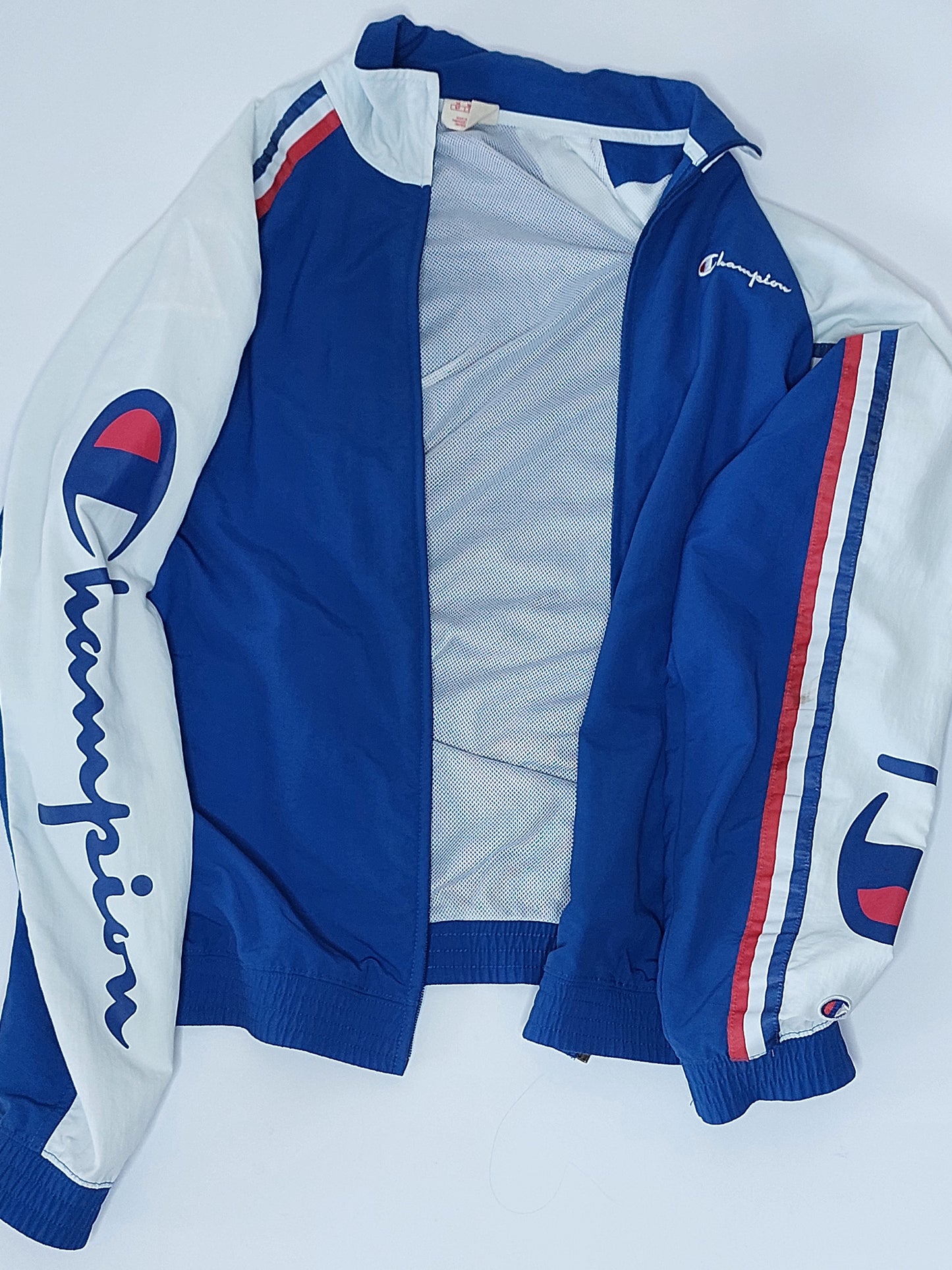 Champion Bomber Jacket – Blue with White & Red Details, Size S (36)