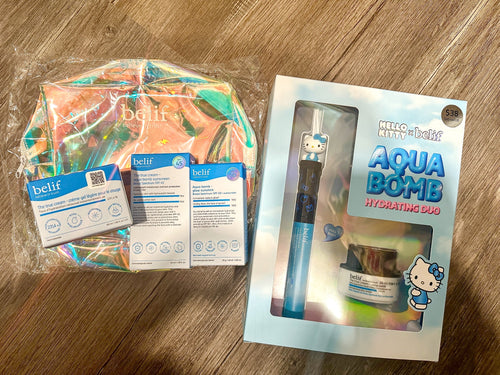 Belif Skincare Set + Limited Edition Hello Kitty Aqua Bomb Duo