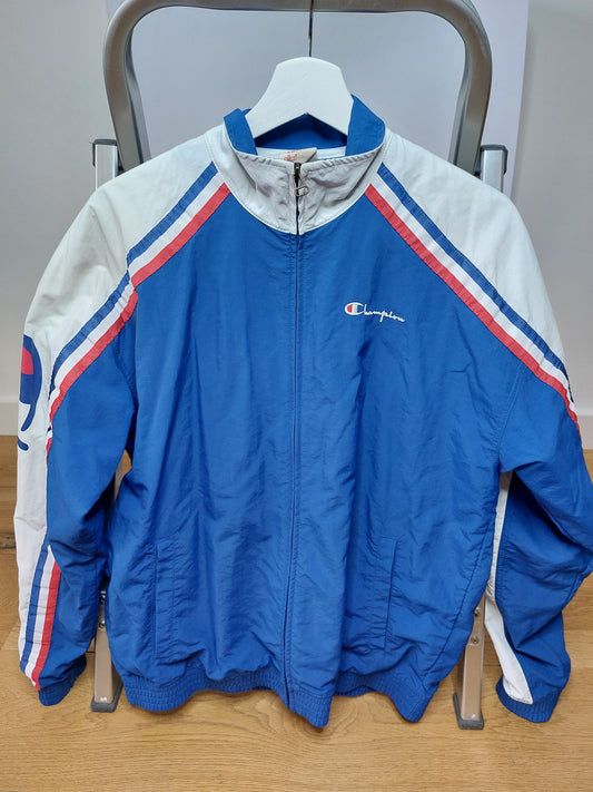Champion Bomber Jacket – Blue with White & Red Details, Size S (36)