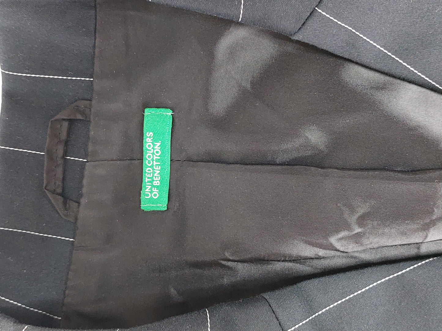 Benetton Blazer – Black Pinstripe, Size 46 (IT) / 40 (NL)