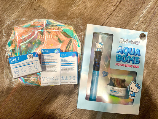 Belif Skincare Set + Limited Edition Hello Kitty Aqua Bomb Duo