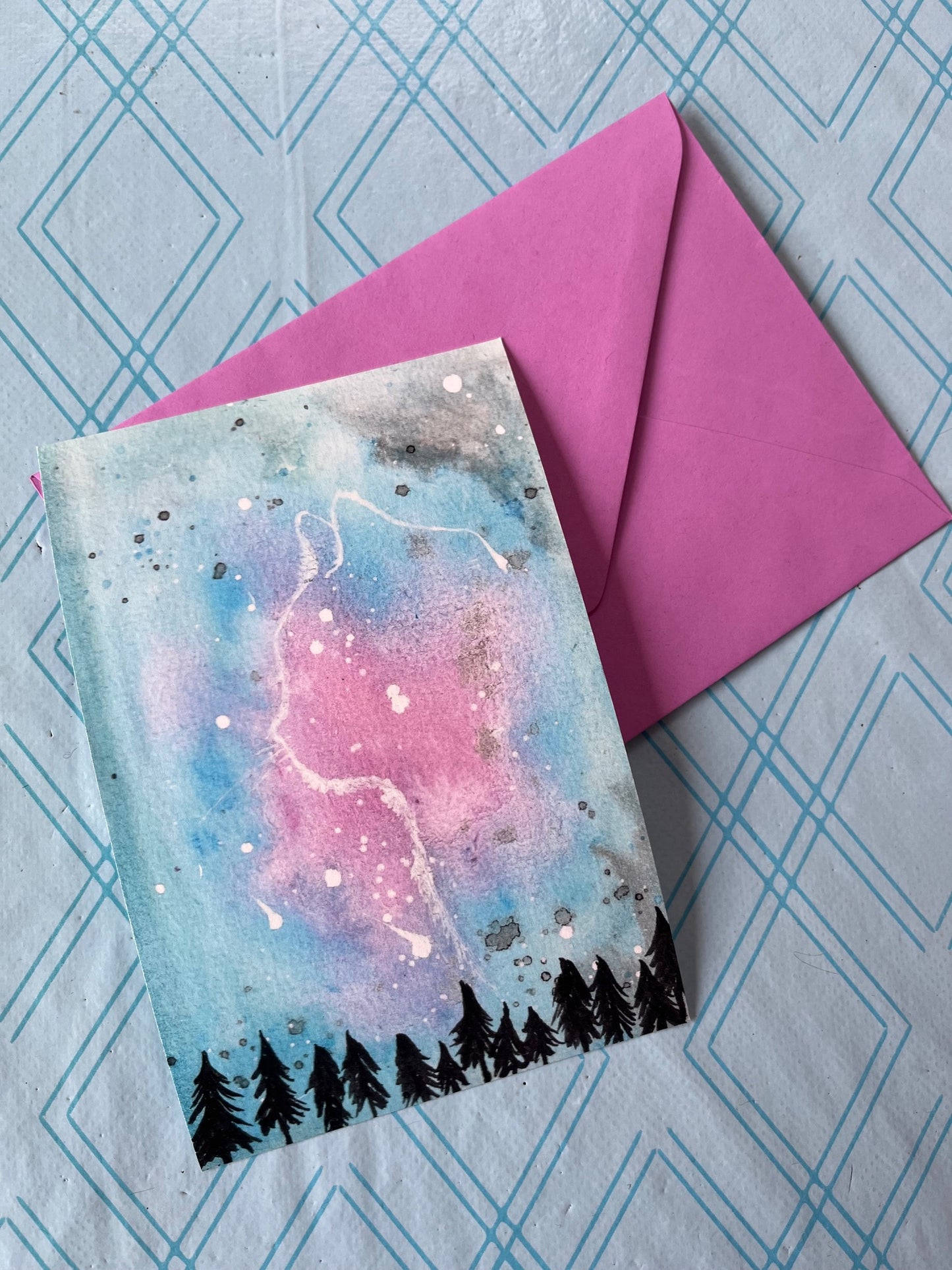 Unieke handgemaakte wenskaart / kerstkaart met envelop